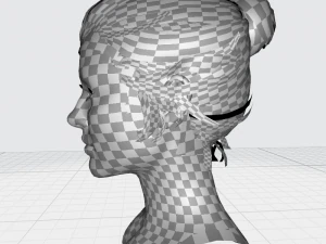 Realistic Female hair low-poly 3D Model