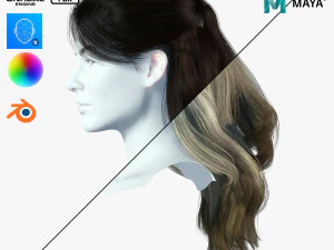 リアルな女性の髪ゲーム カード 3 低ポリ 3Dモデル