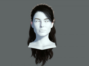 Realistic Female hair Game Card 3 Low-poly Modelo 3D