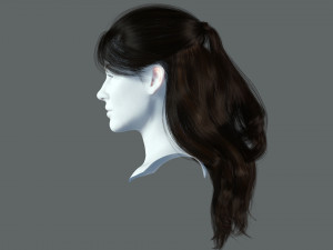 Realistic Female hair Game Card 3 Low-poly Modelo 3D