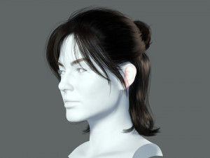 Realistic Female hair card 2 Low-poly 3D Model