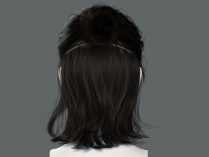 Realistic Female hair card 2 Low-poly 3D Model