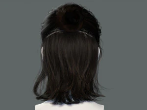 Realistic Female hair card 2 Low-poly 3D Model