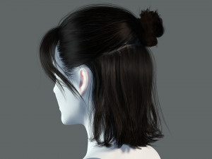 Realistic Female hair card 2 Low-poly 3D Model