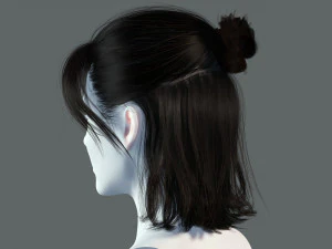 Realistic Female hair card 2 Low-poly 3D Model