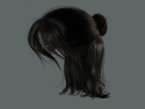 Realistic Female hair card 2 Low-poly 3D Model