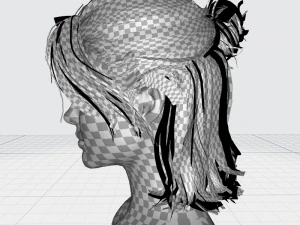 Realistic Female hair card 2 Low-poly 3D Model