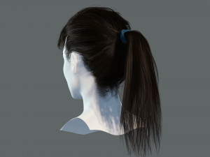 Realistic Female hair card 4 Low-poly 3D Model