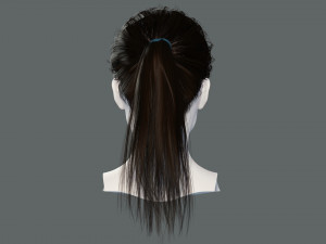 Realistic Female hair card 4 Low-poly 3D Model