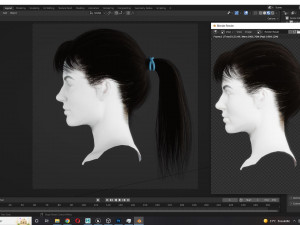 Realistic Female hair card 4 Low-poly 3D Model