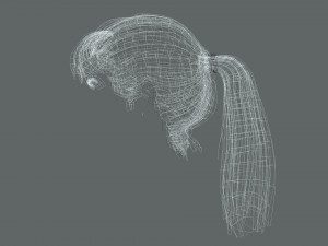 Realistic Female hair card 4 Low-poly 3D Model