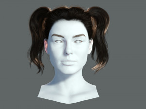 Realistic Female hair 5 Game Card Low-poly 3Dモデル
