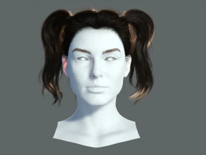 Realistic Female hair 5 Game Card Low-poly 3D Model