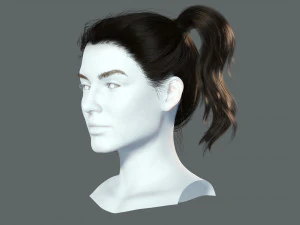 Realistic Female hair 5 Game Card Low-poly 3D Model