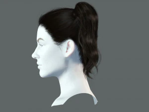 Realistic Female hair 5 Game Card Low-poly 3D Model