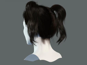 Realistic Female hair 5 Game Card Low-poly 3D Model