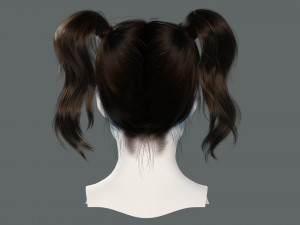 Realistic Female hair 5 Game Card Low-poly 3Dモデル