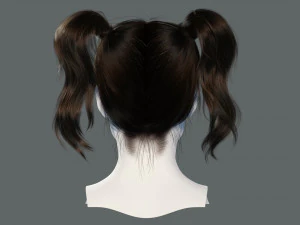 Realistic Female hair 5 Game Card Low-poly 3D Model