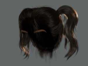 Realistic Female hair 5 Game Card Low-poly 3Dモデル