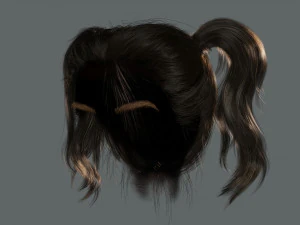 Realistic Female hair 5 Game Card Low-poly 3D Model