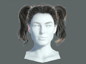 Realistic Female hair 5 Game Card Low-poly 3D Model