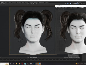 Realistic Female hair 5 Game Card Low-poly 3Dモデル