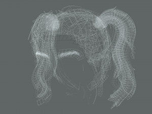 Realistic Female hair 5 Game Card Low-poly 3Dモデル