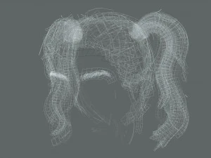 Realistic Female hair 5 Game Card Low-poly 3D Model