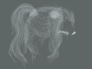 Realistic Female hair 5 Game Card Low-poly 3D Model