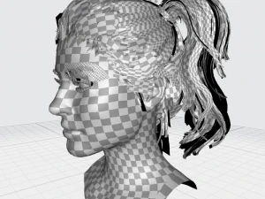 Realistic Female hair 5 Game Card Low-poly 3D Model