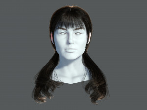 Realistic Female hair 6 colorable Card Low-poly 3D Model
