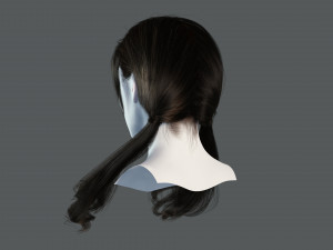 Realistic Female hair 6 colorable Card Low-poly 3D Model