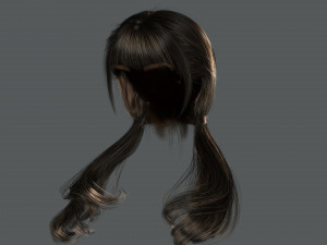 Realistic Female hair 6 colorable Card Low-poly 3D Model
