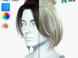 Realistic Female hair 7 Low-poly 3Dモデル