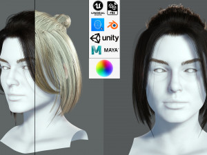 Realistic Female hair 7 Low-poly 3D Модель