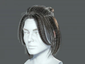 Realistic Female hair 7 Low-poly 3D Model