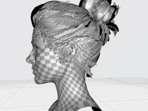 Realistic Female hair 8 Low-poly 3D Model