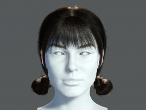 Realistic Female hair 9 Low-poly 3D Model