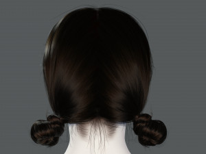 Realistic Female hair 9 Low-poly 3D Model