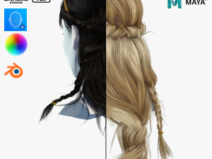 Realistyczna karta kobiecych włos&oacute;w 10 Low-poly Model 3D