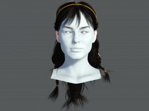Realistic Female Hair Card 10 Low-poly 3D Model