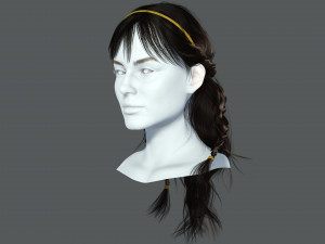 Realistic Female Hair Card 10 Low-poly 3D Model