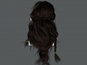 Realistic Female Hair Card 10 Low-poly 3D Model