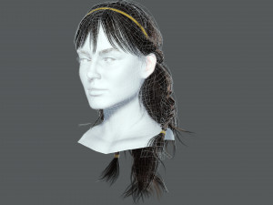 Realistic Female Hair Card 10 Low-poly 3D Model