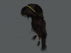 Realistic Female Hair Card 10 Low-poly 3D Model