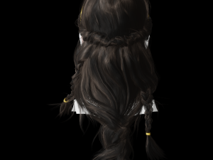 Realistic Female Hair Card 10 Low-poly 3D Model