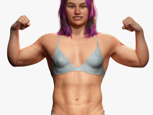 Wanita Berotot Penuh Rigged Model 3D