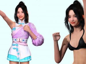 Chinese Girl Full Product Low-poly Modèle 3D
