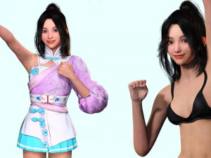 Chinese Girl Full Product Low-poly 3D Model