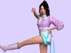 Chinese Girl Full Product Low-poly 3D Model
